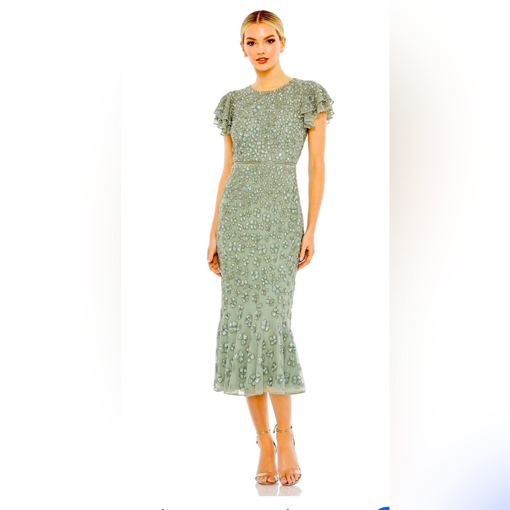 Stunning Macduggal dress…sage green.. heavily embelished.. yet so elegant